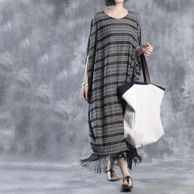 Tasseled linen dresses print linen maxi dress oversize caftans Fashionable Maxi Dress with Fringe Tasseled linen dresses print linen maxi dress oversize caftans Fashionable Maxi Dress with Fringe