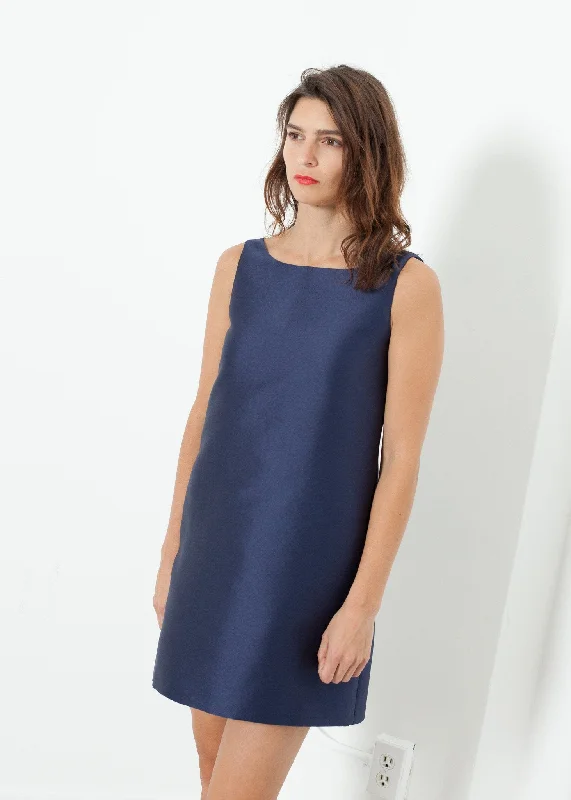 A-Line Mini Dress in Blue Classic Shift Mini Dress