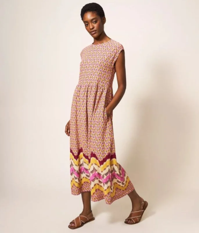 Addison Geo Print Midi Dress Elegant Floral Midi Dress