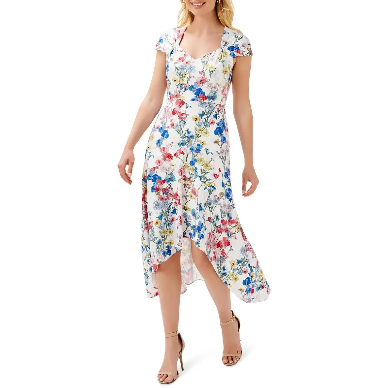 Adrianna Papell Womens Sweetheart Neck Floral Print Midi Dress