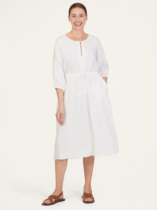 Alana Hemp Midi Dress - White Trendy Boho Midi Dress