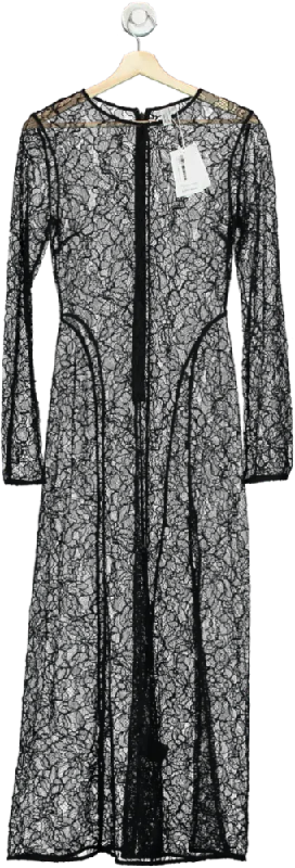 & Other Stories Black Lace Maxi Dress UK 8 Trendy V-Neck Maxi Dress
