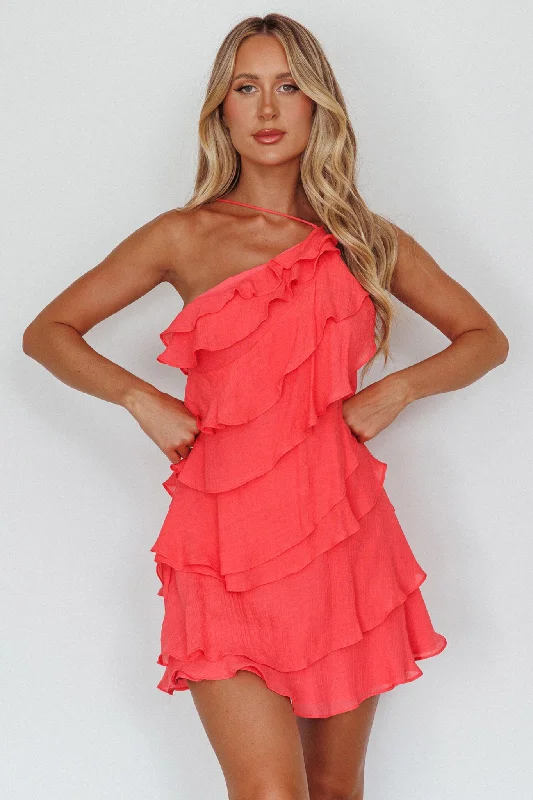Arrabel Tiered Ruffle Mini Dress Watermelon Fashionable A-Line Mini Dress