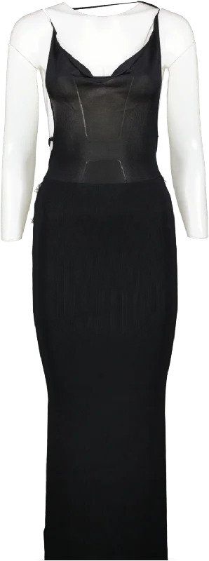 Aya Muse Black Hyd Muse Scoop Neck Maxi Dress UK XS Trendy Button Front Maxi Dress