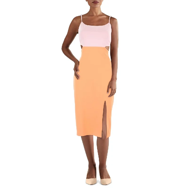 Bebe Womens Colorblock Cut-Out Midi Dress