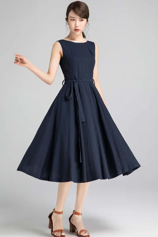 Xiaolizi handmade 50s sleeveless swing midi dress in Blue 1401# Comfortable Floral Print Midi Dress Xiaolizi handmade 50s sleeveless swing midi dress in Blue 1401# Comfortable Floral Print Midi Dress