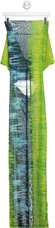 Boohoo Green Cowl Neck Tie Dye Mesh Maxi Dress UK 12 Classic Tulle Maxi Dress