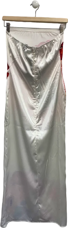 Boohoo White Petite Satin Large Floral Maxi Dress UK 10 Comfortable Fitted Maxi Dress Boohoo White Petite Satin Large Floral Maxi Dress UK 10 Comfortable Fitted Maxi Dress