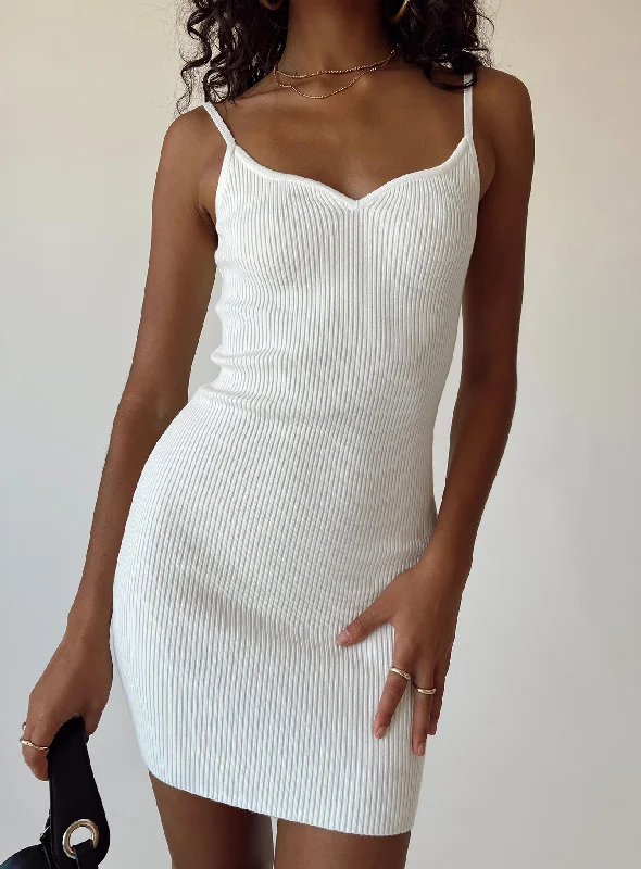 Breton Mini Dress White Stylish Spaghetti Strap Mini Dress