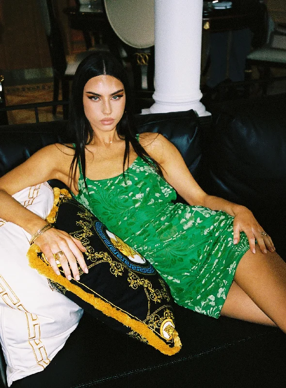 Burn Out Velvet Mini Dress Green Classic Casual Mini Dress