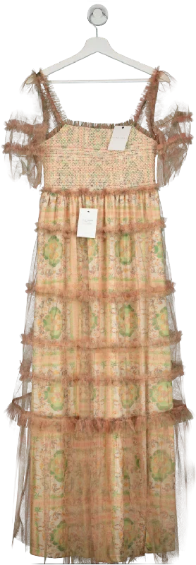 BY MALINA Pink Tulle Square Neck Shirred Bodice Maxi Dress UK S Chic Summer Floral Maxi Dress BY MALINA Pink Tulle Square Neck Shirred Bodice Maxi Dress UK S Chic Summer Floral Maxi Dress