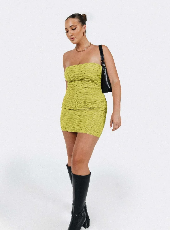 Cecile Strapless Mini Dress Green Elegant Floral-Print Mini Dress