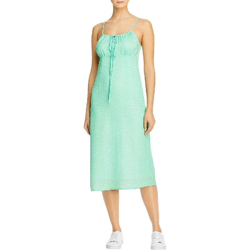 Charlie Holiday Womens Delilah Polka Dot Ruched Midi Dress