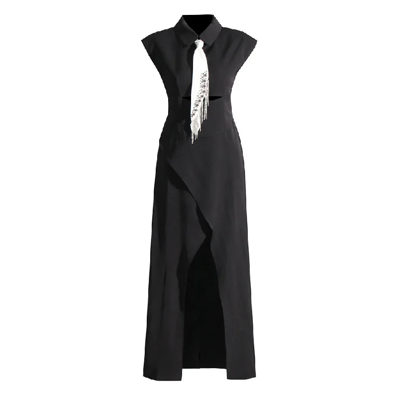 Chic Faux Pearl Tassel Tie Collar Cutout Cap Sleeve High Low Split Maxi Dress Cozy Knit Maxi Dress Chic Faux Pearl Tassel Tie Collar Cutout Cap Sleeve High Low Split Maxi Dress Cozy Knit Maxi Dress