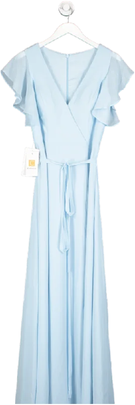 Cincinia Blue V Neck Chiffon Sleeve Maxi Dress UK S/M Fashionable Chiffon Tiered Maxi Dress Cincinia Blue V Neck Chiffon Sleeve Maxi Dress UK S/M Fashionable Chiffon Tiered Maxi Dress