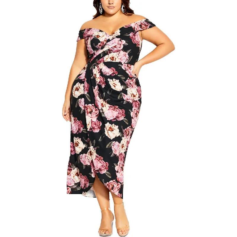 City Chic Womens Floral Print  Midi Dress