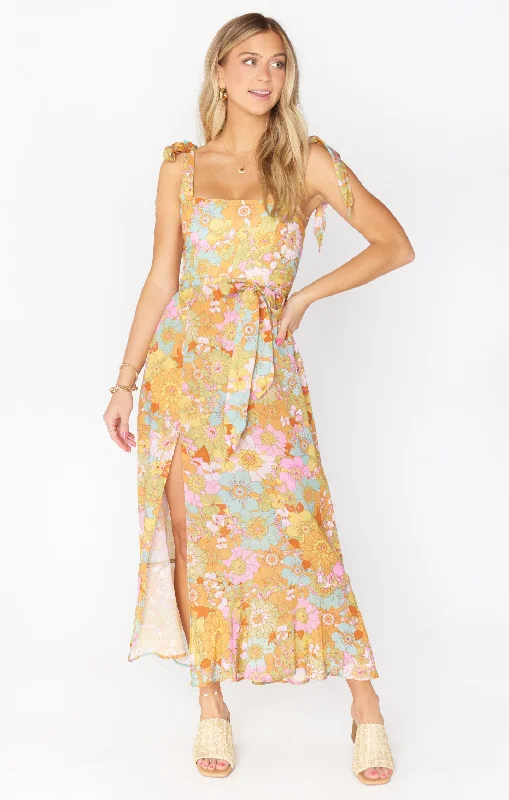 Claire Midi Dress ~ Groovy Blooms Cozy T-shirt Midi Dress