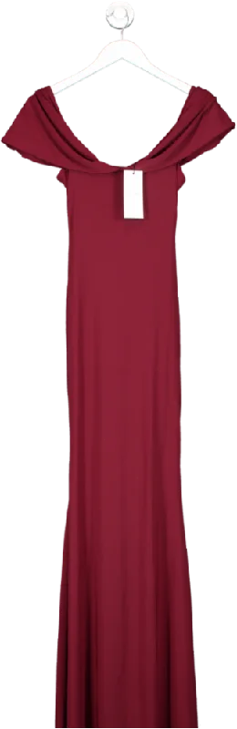 Club L Red Gabrielle Bardot Neckline With Drape Sleeves Maxi Dress UK 6 Trendy Off-Shoulder Ruffle Maxi Dress Club L Red Gabrielle Bardot Neckline With Drape Sleeves Maxi Dress UK 6 Trendy Off-Shoulder Ruffle Maxi Dress