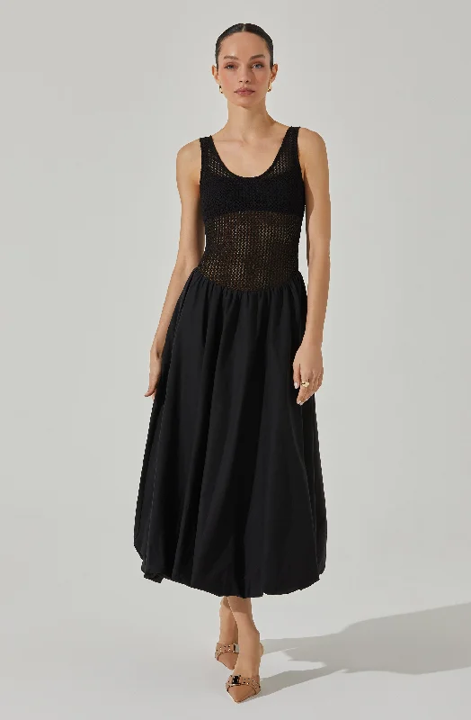 Contrast Bubble Hem Midi Dress Comfortable Knitwear Midi Dress