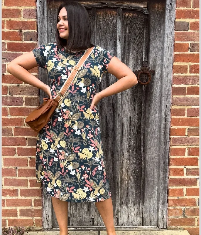 Brakeburn Botanical Jungle Jersey Midi Dress Fashionable Wide Leg Midi Dress