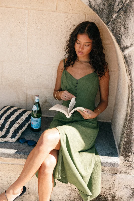 Darby Midi Dress - Ibiza Green Comfortable Wrap Midi Dress