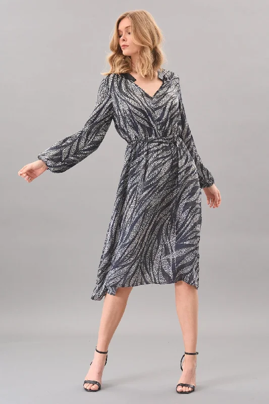 Dot Swirl Midi Dress Trendy Mock Neck Midi Dress