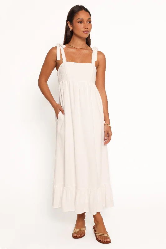 Edison Midi Dress - White Comfortable Adjustable Strap Midi Dress