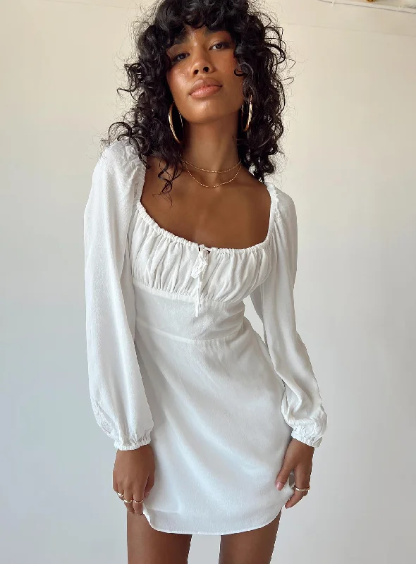 Elvira Mini Dress White Casual Button-Up Mini Dress