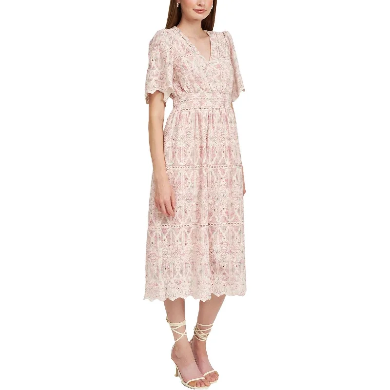 En Saison Womens Kiera Eyelet Floral Midi Dress