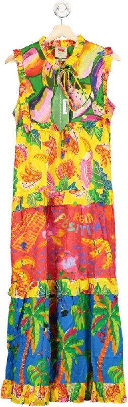 Farm Rio Multicoloured Mixed Prints Tiered Maxi Dress XS Trendy Short Sleeve Maxi Dress Farm Rio Multicoloured Mixed Prints Tiered Maxi Dress XS Trendy Short Sleeve Maxi Dress