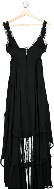 Fashion Nova Black Asymmetric Maxi Dress UK S Comfortable Bohemian Maxi Dress