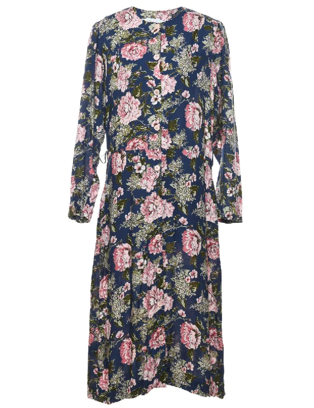 Floral Print Maxi Dress - L Classic Tulle Maxi Dress