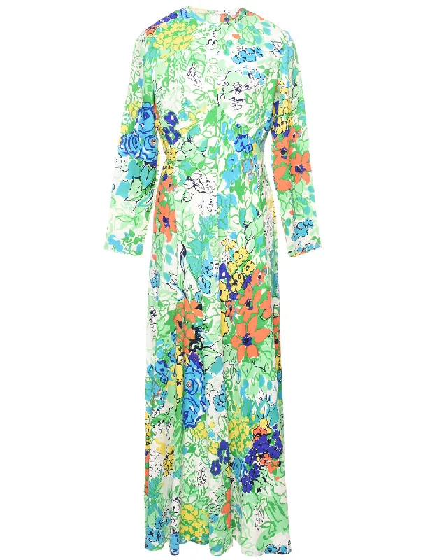 Floral Print Maxi Dress - M Chic Summer Floral Maxi Dress
