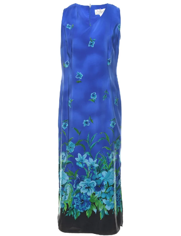 Floral Print Maxi Dress - M Elegant Maxi Dress with Ruffles