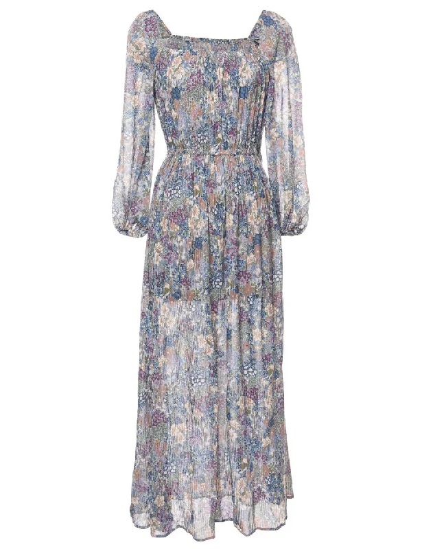 Floral Print Maxi Dress - S Comfortable Flowy Maxi Dress