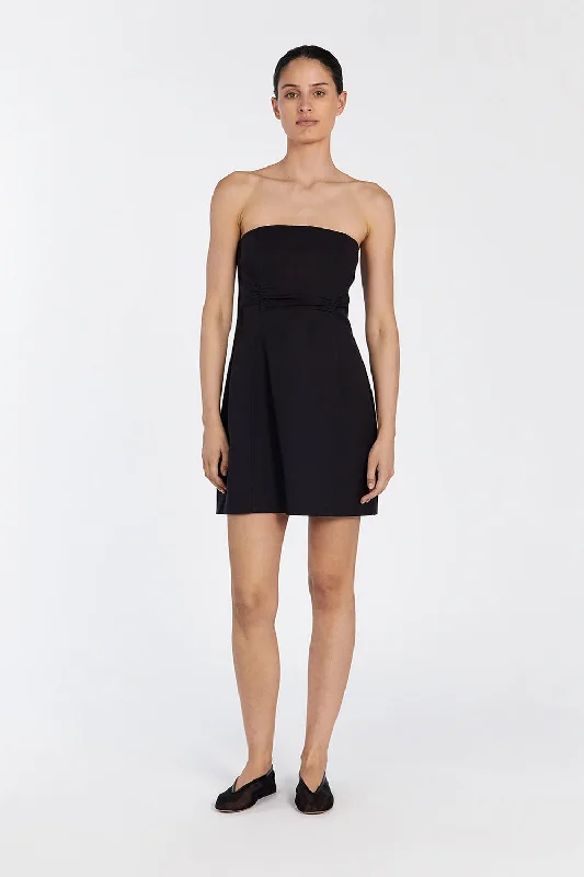 FRANCES BLACK STRAPLESS MINI DRESS Cozy Knit Mini Dress