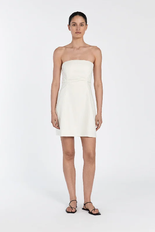 FRANCES CREAM STRAPLESS MINI DRESS Trendy Wraparound Mini Dress