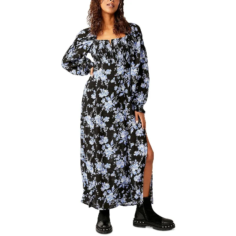 Free People Womens Jaymes Floral Smocked Midi Dress