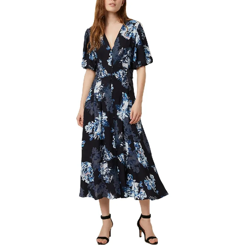 French Connection Womens Caterina Puff Sleeve Floral Midi Dress