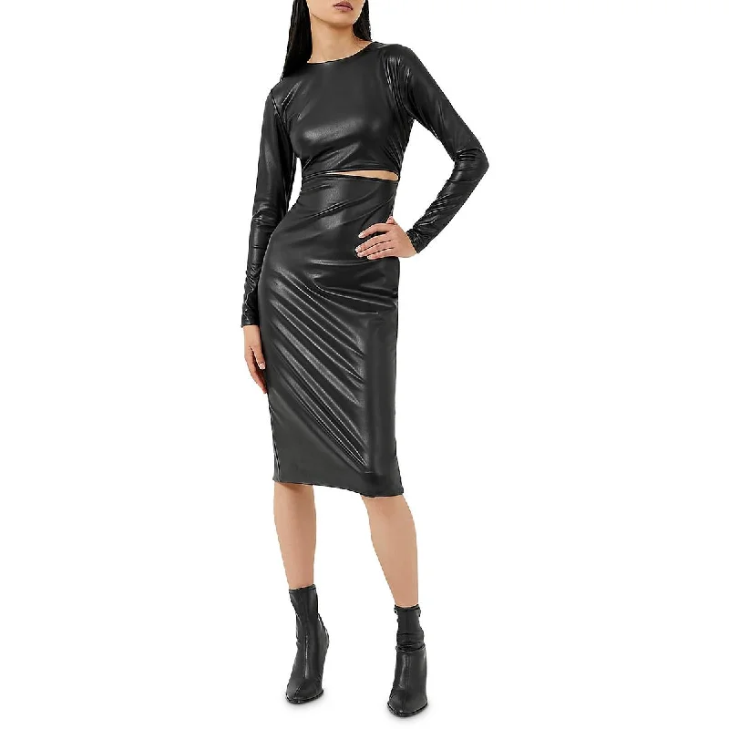 French Connection Womens Cut Out Knee Length Midi Dress