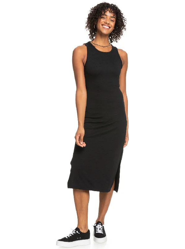 Good Keepsake Midi Dress - Anthracite Cozy Spaghetti Strap Midi Dress