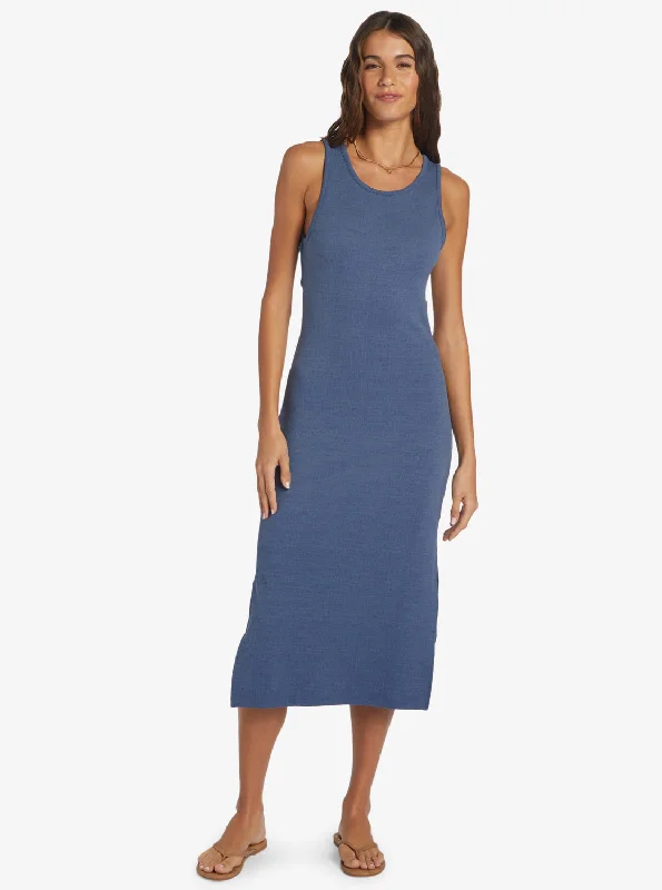 Good Keepsake Midi Dress - Bijou Blue Cozy Knit Midi Dress