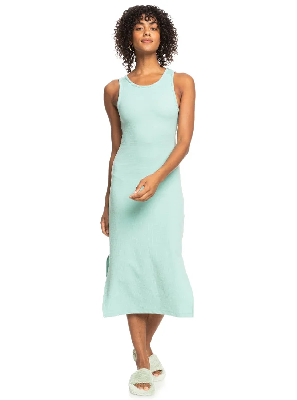 Good Keepsake Midi Dress - Blue Surf Trendy Square Neck Midi Dress