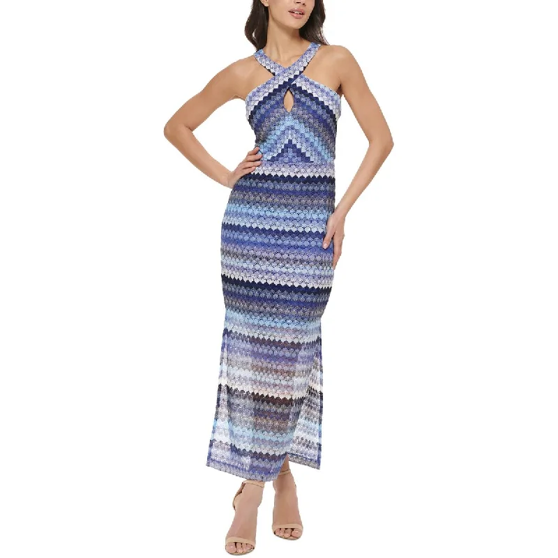 Guess Womens Crochet Halter Maxi Dress Elegant Floral Maxi Dress