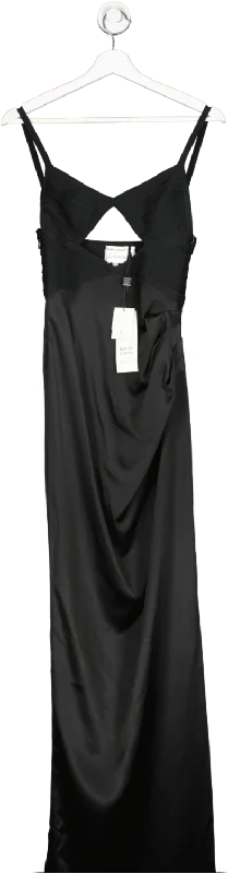 Herve Leger Black X Law Roach Cut Out Maxi Dress UK XS/S Trendy Satin Maxi Dress