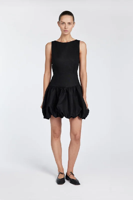 IRINA BLACK BUBBLE MINI DRESS Comfortable Wrap Mini Dress