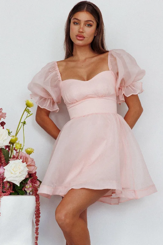 I've Got Sunshine Puff Sleeve Mini Dress Blush Trendy Camisole Mini Dress