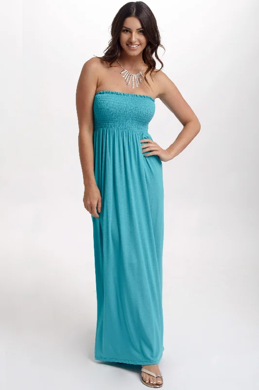 Jade Solid Strapless Maxi Dress Stylish Off-Shoulder Maxi Dress