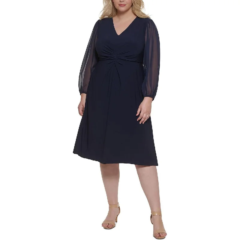 Jessica Howard Womens Plus Pleated Long Maxi Dress Comfortable Ruffle Maxi Dress