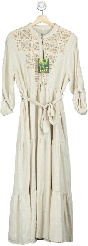 JOT Beige Crochet Maxi Dress M/L Elegant Wraparound Maxi Dress